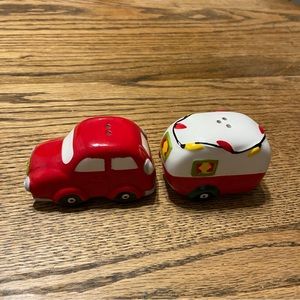 Christmas Car and Trailer Salt and Pepper Shakers